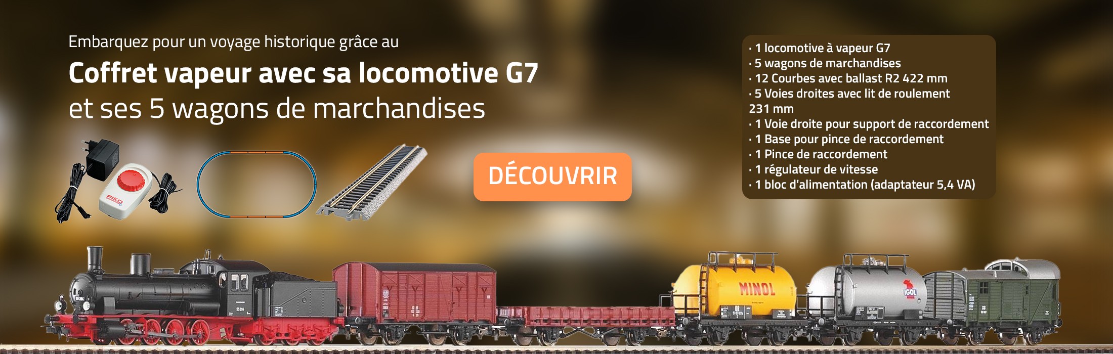 Coffret Vapeur G7 + 5 wagon de marchandises